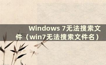 Windows 7无法搜索文件（win7无法搜索文件名）